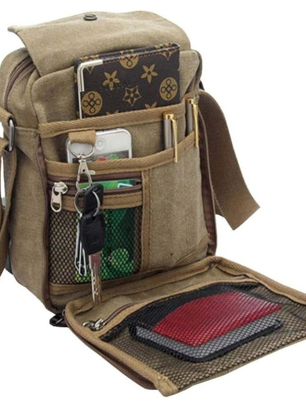 Canvas Small Messenger Bag for Men Women, Casual Shoulder Bag Chest Bag Travel